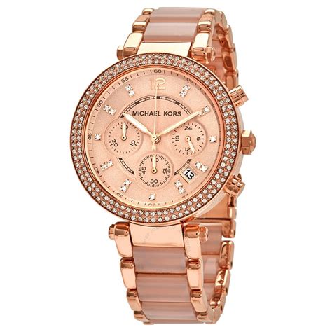 michael kors mk5896 parker ladies rose gold watch|Michael Kors parker blush bracelet.